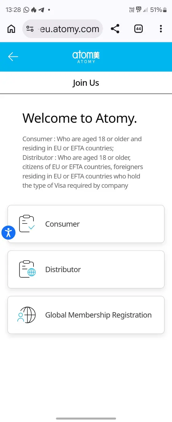 Registrace — krok 1