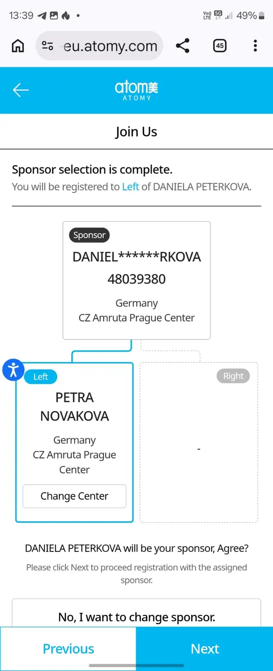 Registrace — krok 9