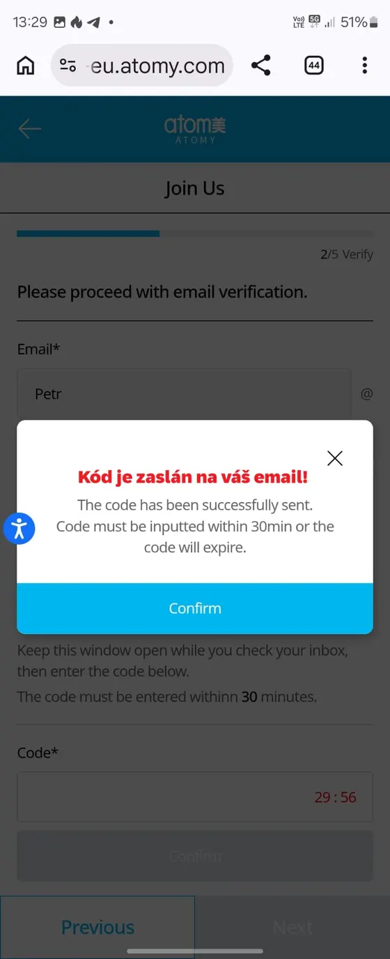 Registrace — krok 4